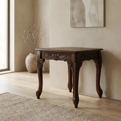 Dark Cherry Finish Wood End Table with Elegant Style