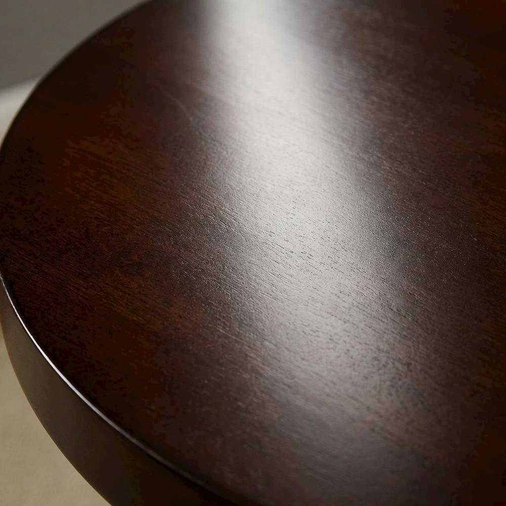 Espresso Round End Table with Lower Shelf for Living Room Ambiance