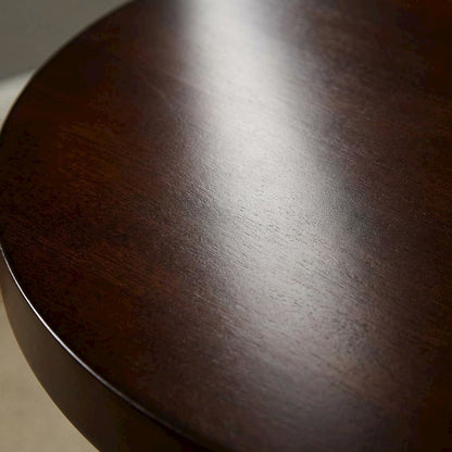 Espresso Round End Table with Lower Shelf for Living Room Ambiance