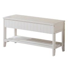 White Solid Wood Shoe Bench with Storage, Entryway Seating and Organizer