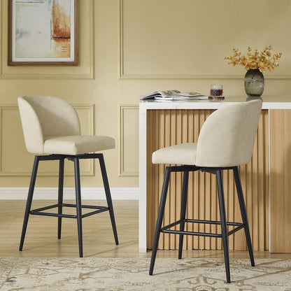 Rhythm Upholstered Counter Height Stool, 360° Swivel, Set of 2, Beige