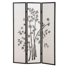 Black 3-Panel Wood Folding Room Divider, Rice Paper, 72 Inch