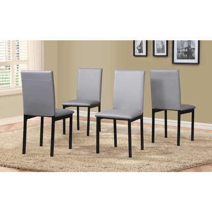 Noyes Faux Leather Seat Metal Frame Gray Dining Chairs , Set of 4