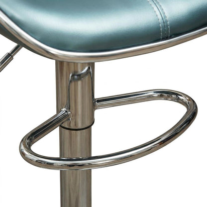 Blue Leatherette Adjustable Swivel Barstool with Chrome Base, Set of 2