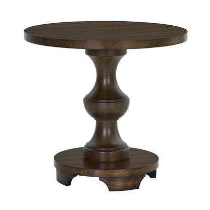 Caesar Traditional Round Pedestal End Table, Espresso