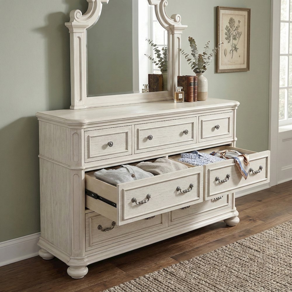 Nelson French Traditional 4-Piece Bedroom Set, Antique White, Queen