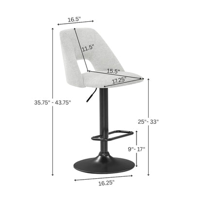 Nuvia Contemporary Adjustable Barstool with Upholstered Swivel Seats, Set of 2