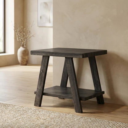Charcoal, End Side Table, Open Shelf, Quality Build