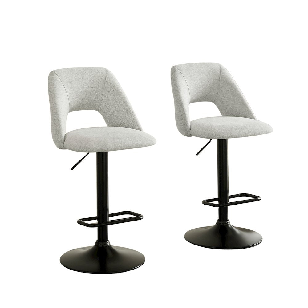 Nuvia Contemporary Adjustable Barstool with Upholstered Swivel Seats, Set of 2