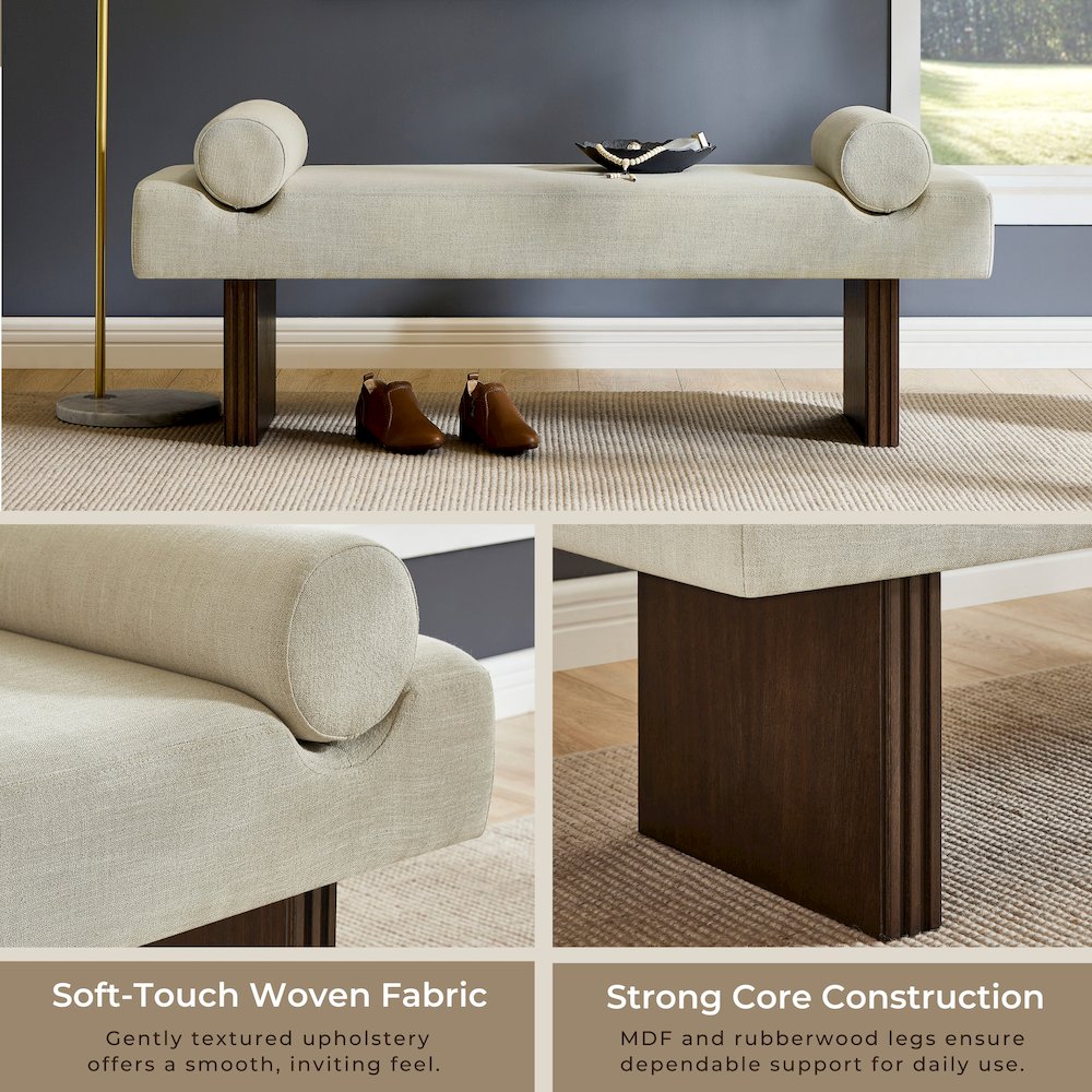 Brooke Contemporary Upholstered Bench, Beige