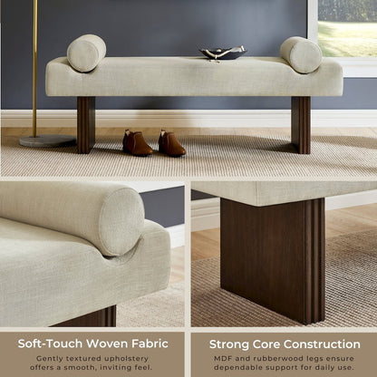 Brooke Contemporary Upholstered Bench, Beige