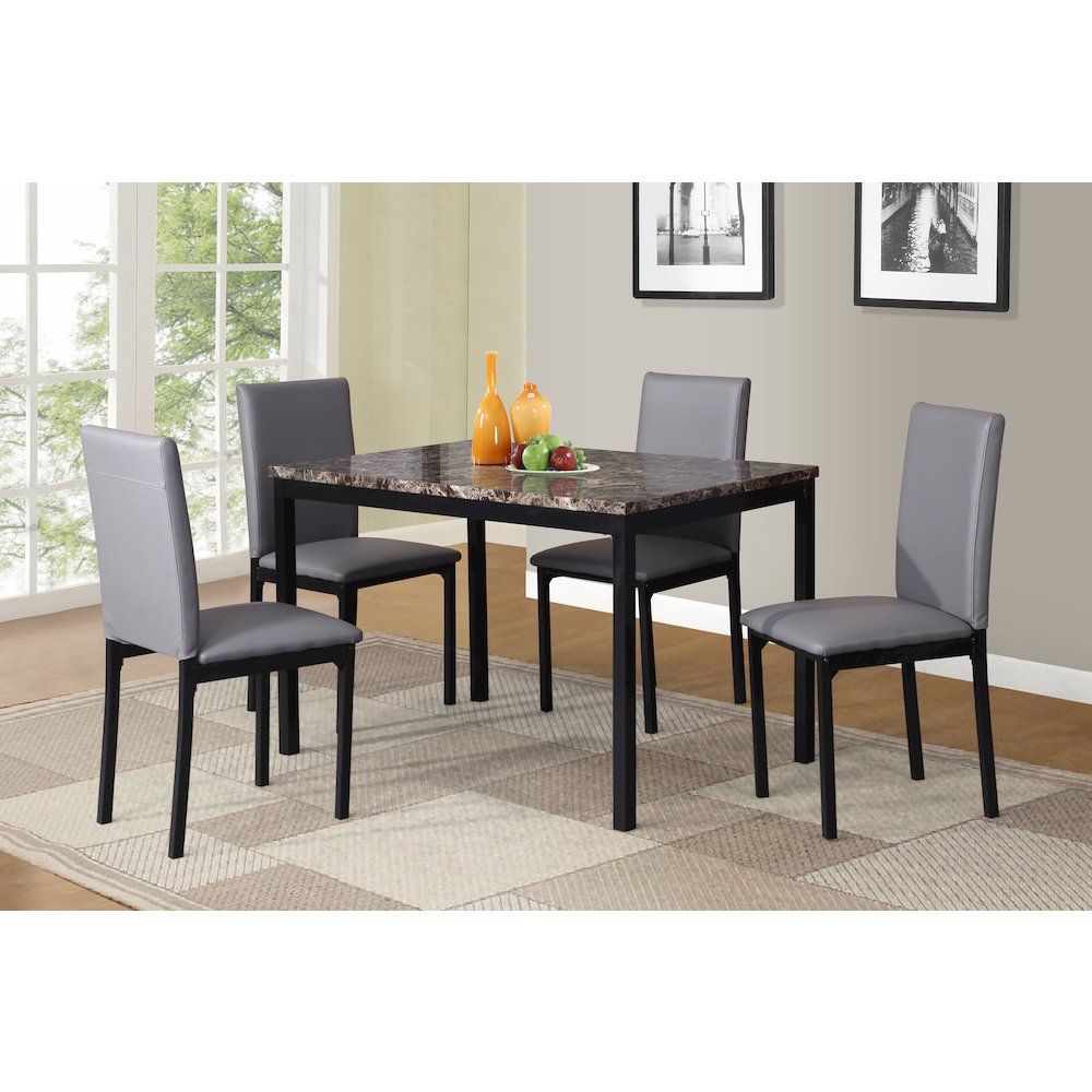 Noyes Faux Leather Seat Metal Frame Gray Dining Chairs , Set of 4