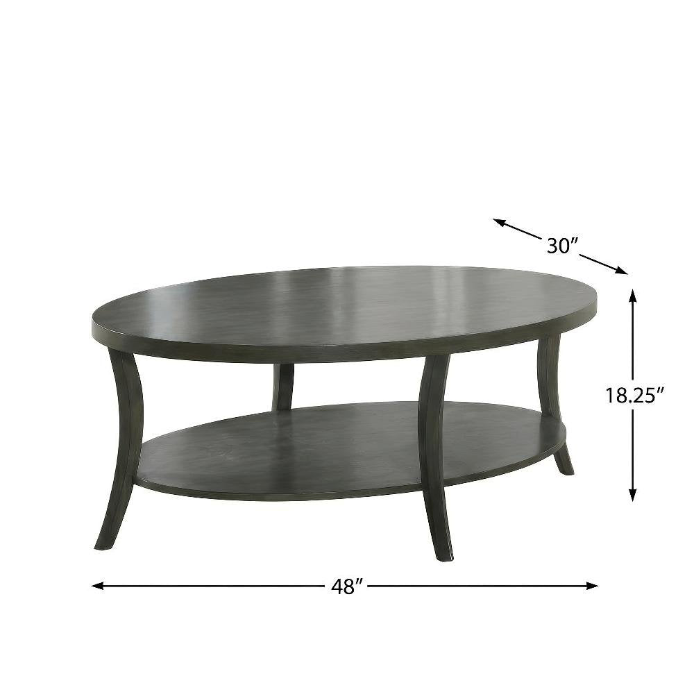Gray Oval Coffee Table Set with 3 Pieces and Contemporary Design for Living Room