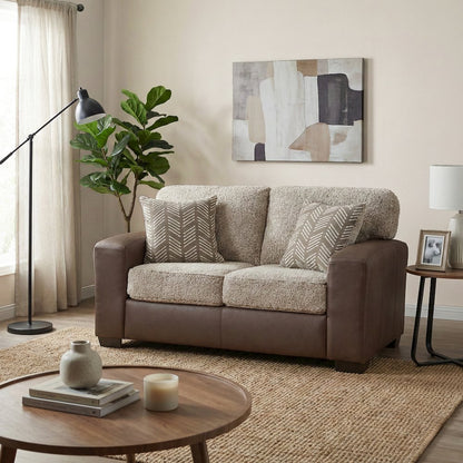 Marvella Living Room Loveseat with Chocolate Faux Leather