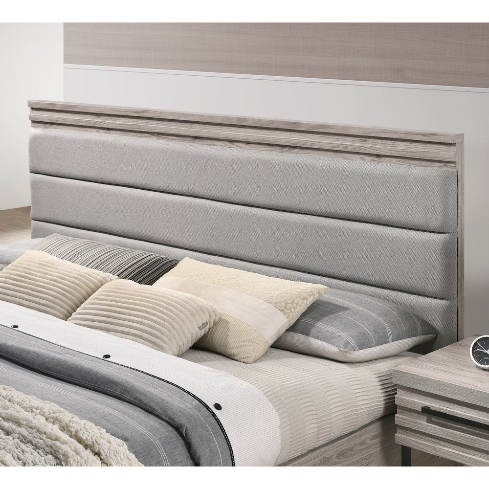 Panel Bed, Dresser, Mirror, Nightstand, and Chest, Weathered Gray, King