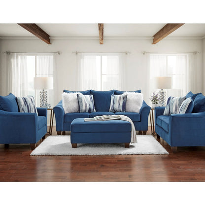 Camero Fabric Pillowback Loveseat in Navy Blue