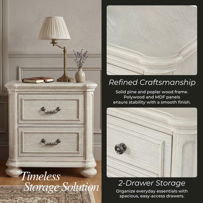 Nelson French Traditional 5-Piece Bedroom Set, Antique White, King