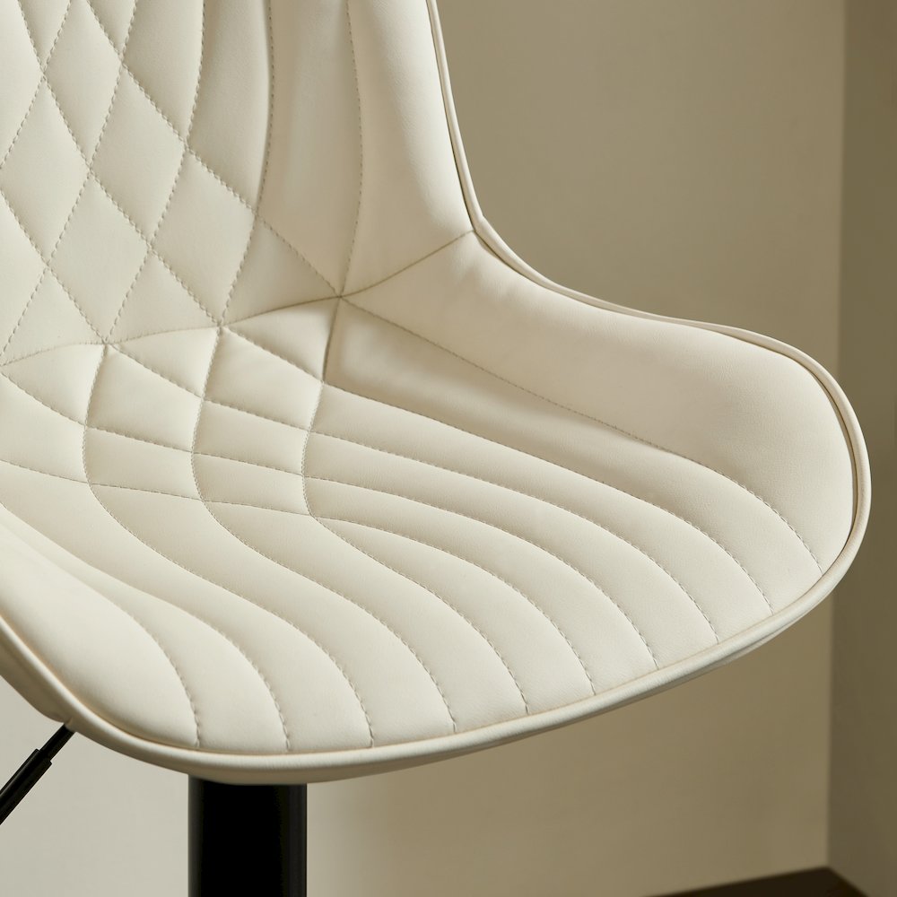 Kovyn Contemporary Adjustable Barstool with Faux Leather Swivel Seats, Set of 2