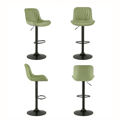 Kovyn Contemporary Adjustable Barstool with Faux Leather Swivel Seats, Set of 2