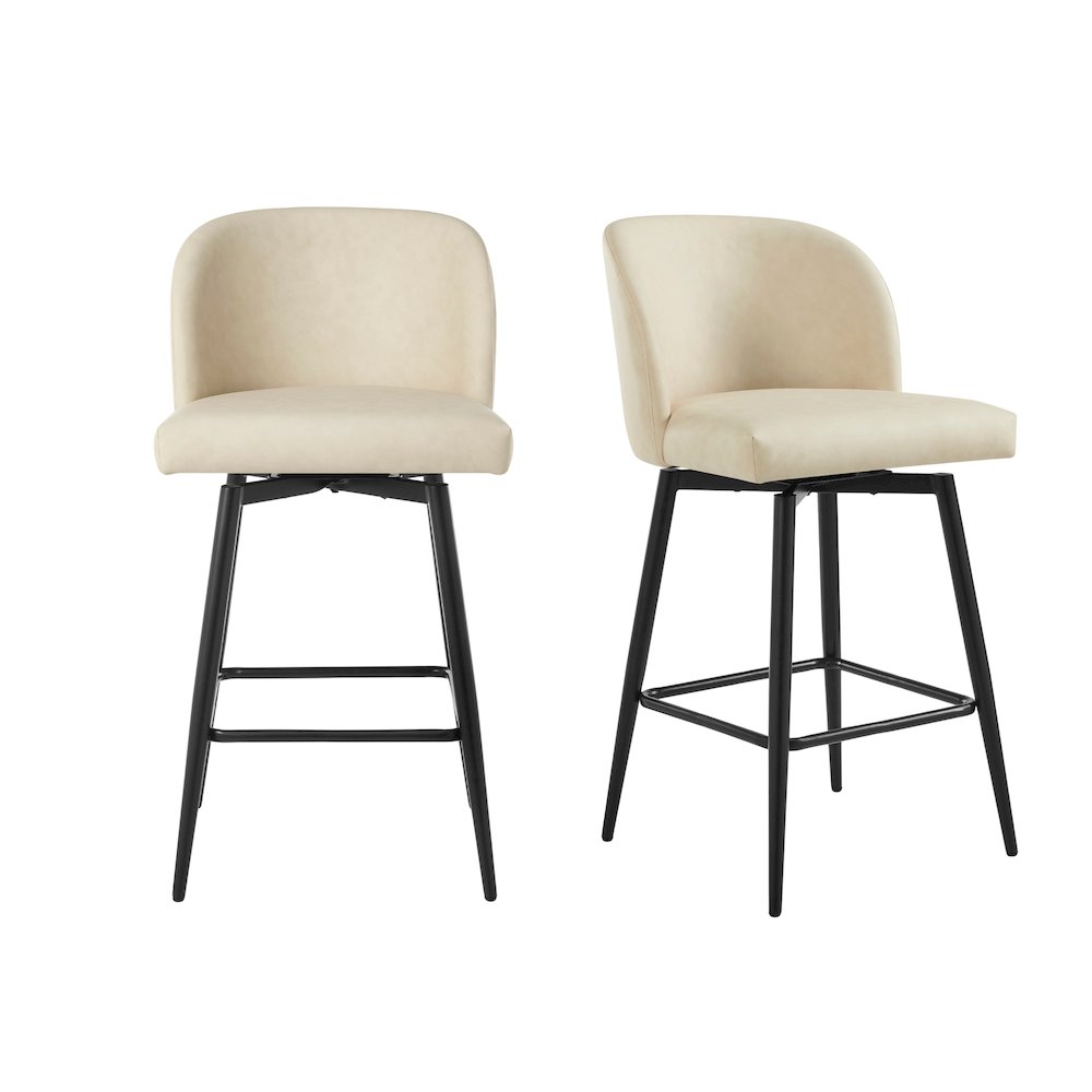 Rhythm Upholstered Counter Height Stool, 360° Swivel, Set of 2, Beige