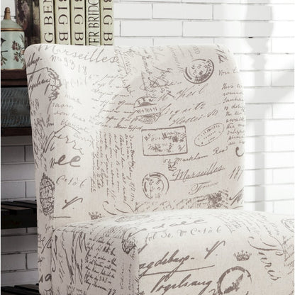 Capa English Letter Print Fabric Armless Contemporary Accent Chair