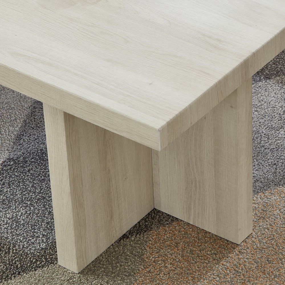 Mchome Square End Table, Nightstand, White Finish