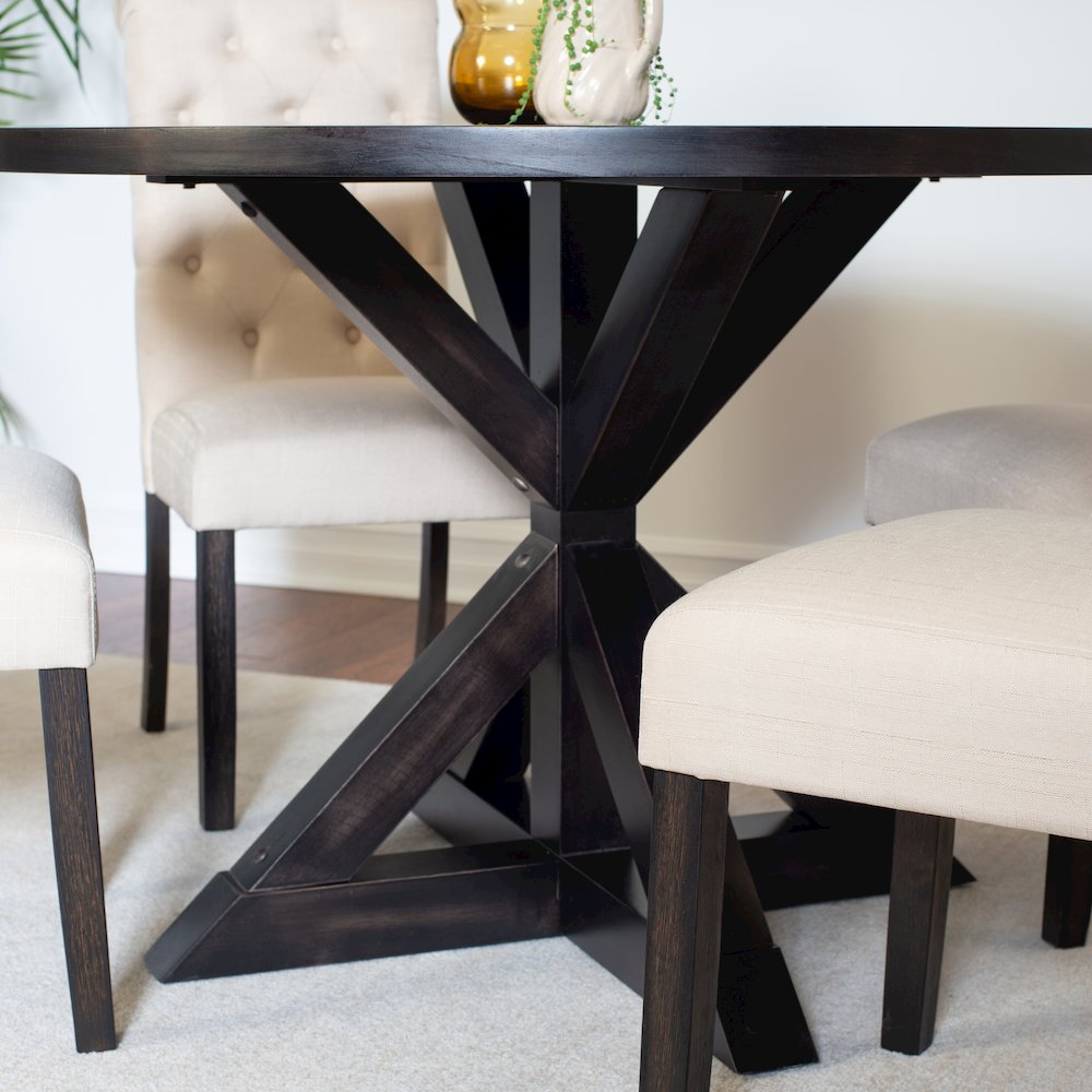 Nylander 5-Pc Dining Set, Cross-Buck Dining Table with 4 Stylish Chairs, Tan