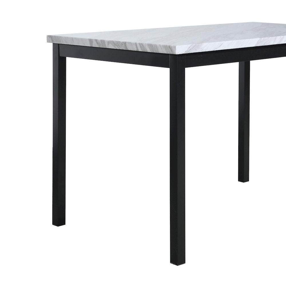 Citico 5-Pc Dinette Set with Faux Marble Top, White Table with Black Chairs