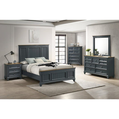 Clelane Wood Bedroom Set Panel Queen Bed, Dresser, Mirror, Nightstand, Chest
