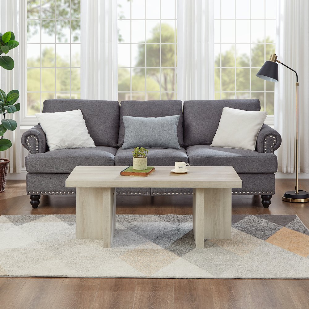 Mchome 3-Piece Coffee Table Set, Coffee Table and Two End Tables, White Finish