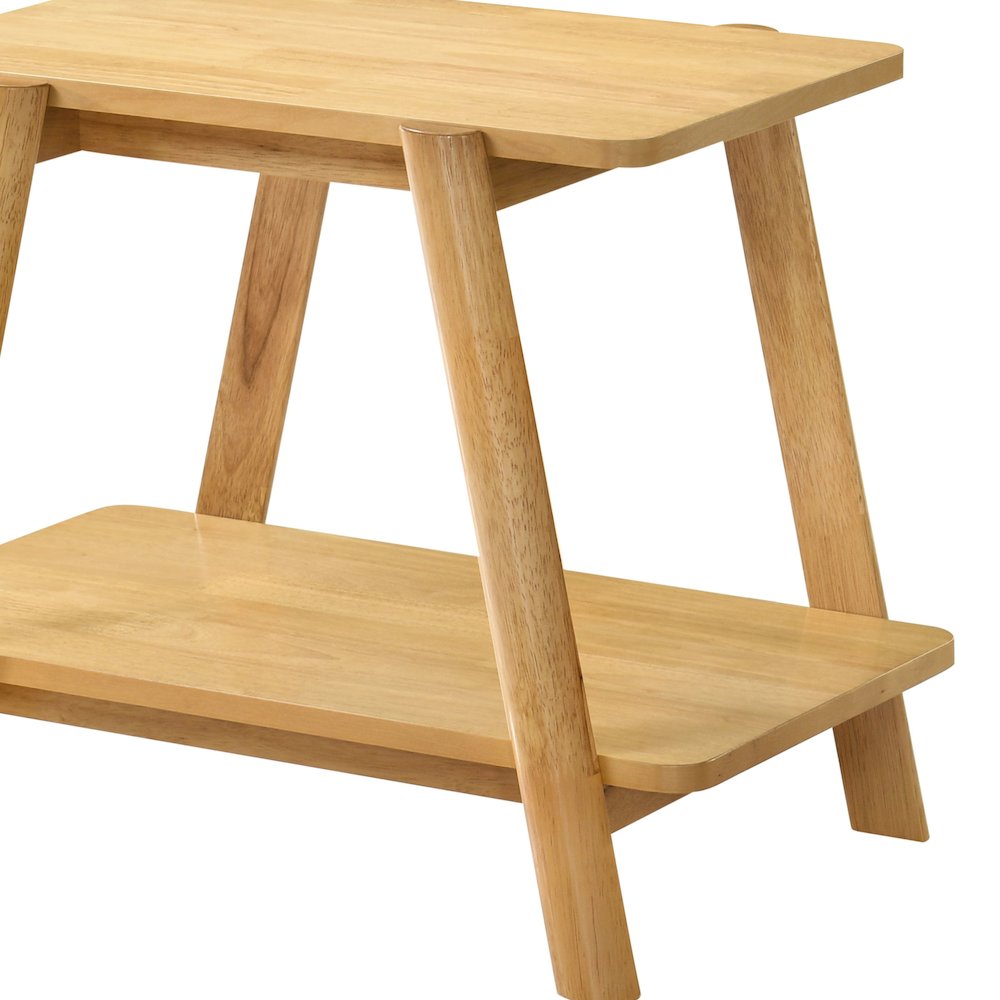Metz Mid-Century Modern Wood Shelf End Table, Natural Oak Finish