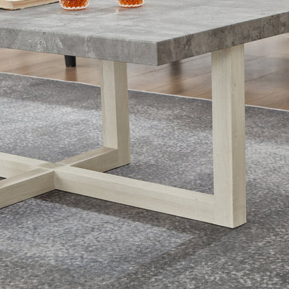 Luno Contemporary Coffee Table, Faux Concrete and White