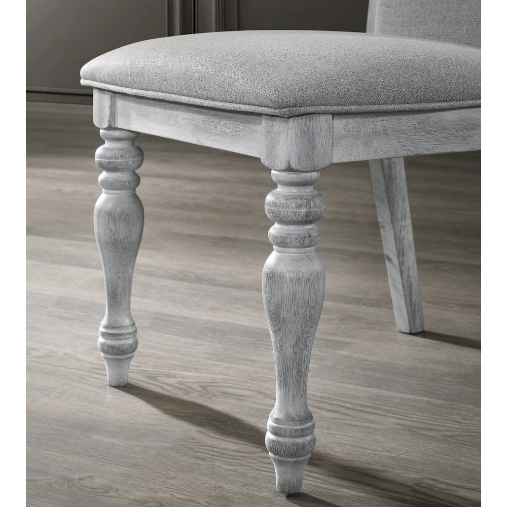 Salines 5 Piece Dining Table Set with 4 Upholstered Chairs, Rustic White and Oak