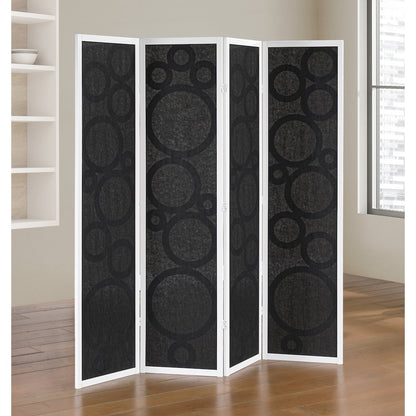 4-Panel Room Divider, Decorative Folding Freestanding Privacy Screen, White