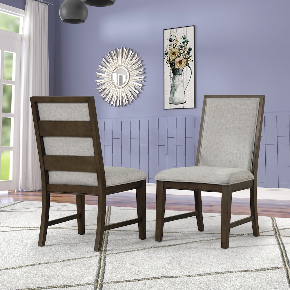 Aberll Wood Dining Room Set, Table with 4 Side Chairs, Gray