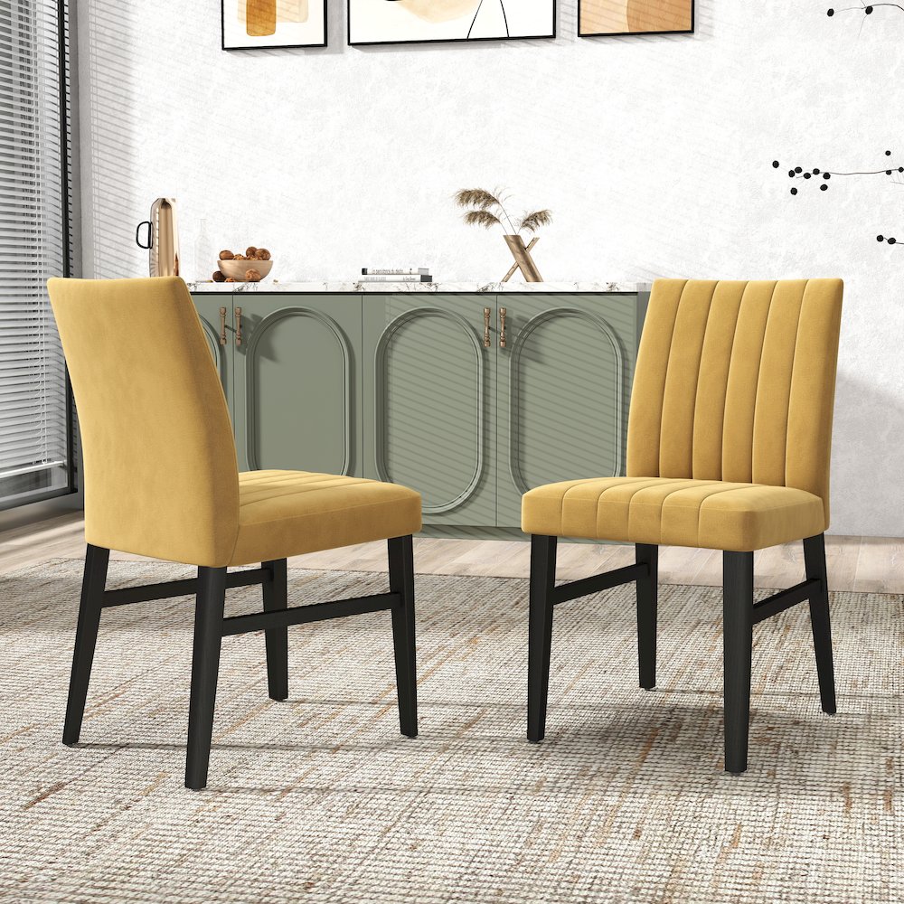 5-Piece Dining Set, Off-White Faux Marble Dining Table with Four Chairs, Yellow