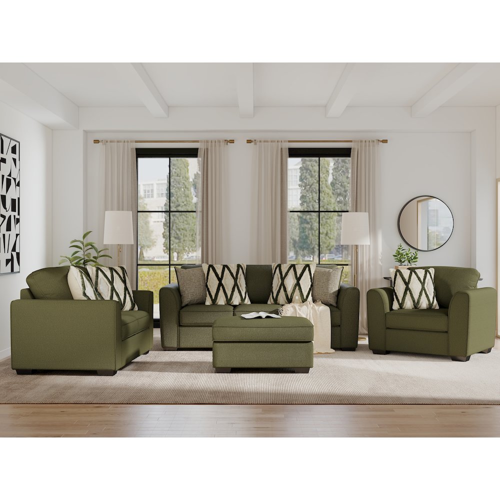 Marvella 4-PC Living Room Set, Sofa, Loveseat, Chair, Ottoman, Chenille