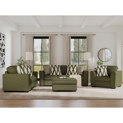 Marvella 4-PC Living Room Set, Sofa, Loveseat, Chair, Ottoman, Chenille