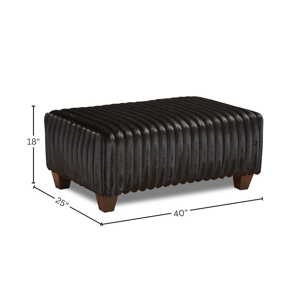 Nolan Contemporary Upholstered Cocktail Ottoman, Lush Black