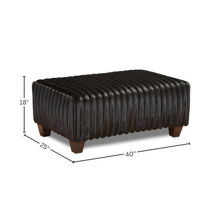 Nolan Contemporary Upholstered Cocktail Ottoman, Lush Black