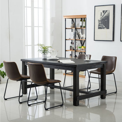 Lotusville Antique Wood Finished Dining Set: Table and Four Chairs, Brown