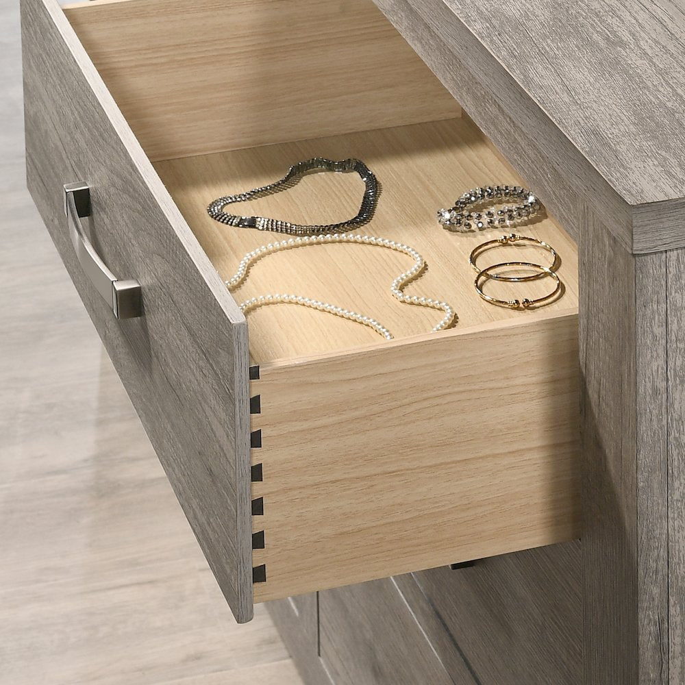 Floren Contemporary Weathered Gray Wood 5-Drawer Chest