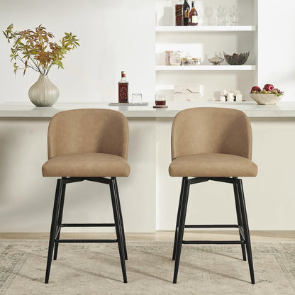 Rhythm Upholstered Counter Height Stool, 360° Swivel, Set of 2, Camel