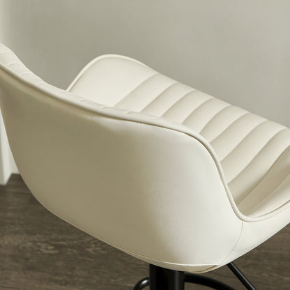 Kovyn Contemporary Adjustable Barstool with Faux Leather Swivel Seats, Set of 2
