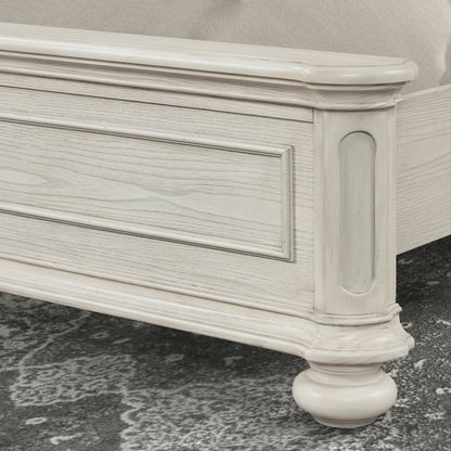 Nelson French Traditional Tufted Upholstery Bed, Antique White, King