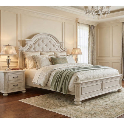 Nelson French Traditional 3-Piece Bedroom Set, Antique White, King