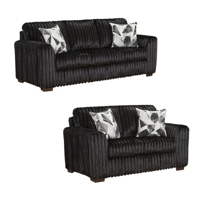 Nolan 2-Piece Living Room Set, Sofa and Loveseat, Lush Black