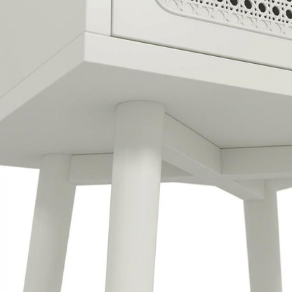 Cream White Dual-Tier Storage Nightstand with Spacious Surface and Modern Design