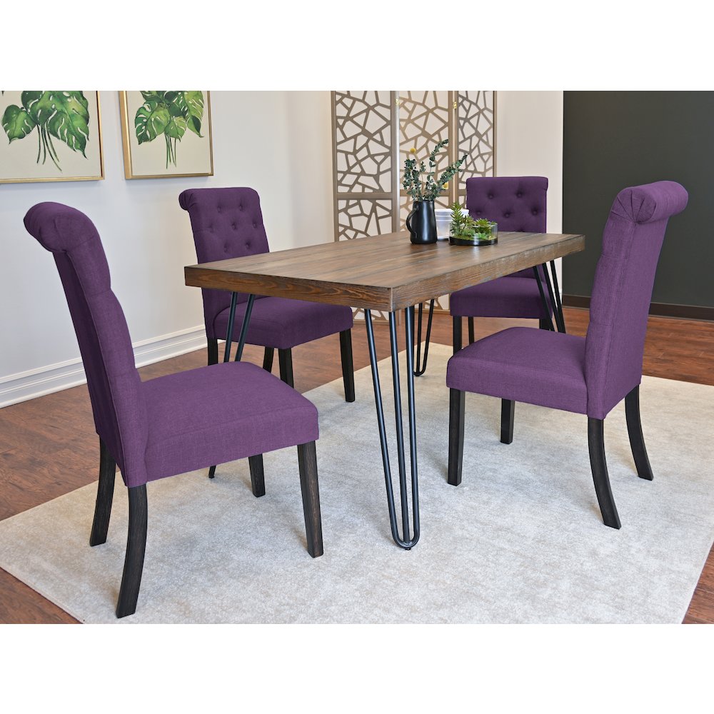 Ashford 7-Pc Dining Set, Hairpin Dining Table with 6 Chairs, Purple