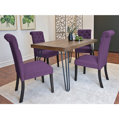 Ashford 7-Pc Dining Set, Hairpin Dining Table with 6 Chairs, Purple